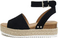 MMK Soda Topic Open Toe Buckle Ankle Strap Espadrilles Flatform Wedge Casual Sandal