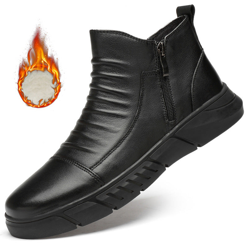 Men's Warm Genuine Leather First Layer Shoes