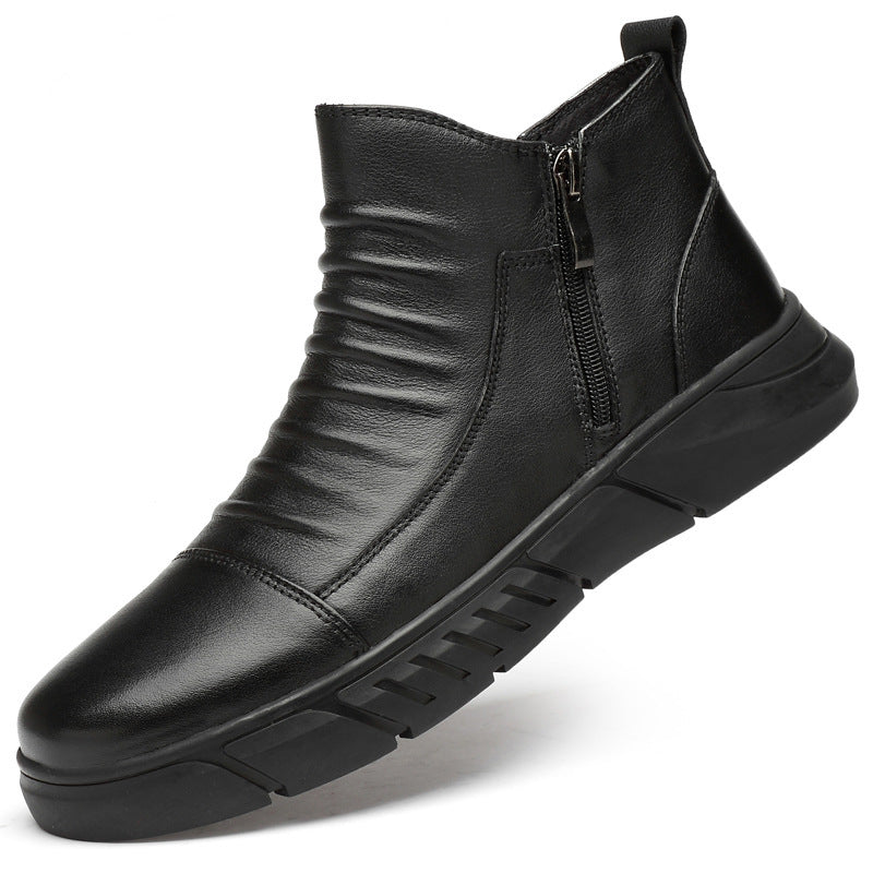 Men's Warm Genuine Leather First Layer Shoes